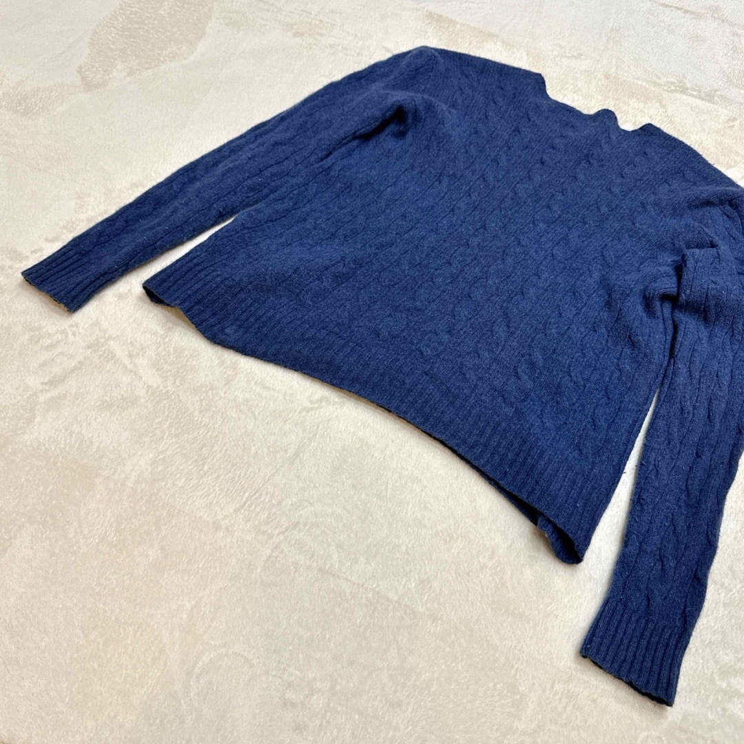 POLO RALPH LAUREN(ポロラルフローレン)の【現行】ポロラルフローレン　カシミヤ混　ケーブルニット　セーター 　XL　ブルー レディースのトップス(ニット/セーター)の商品写真