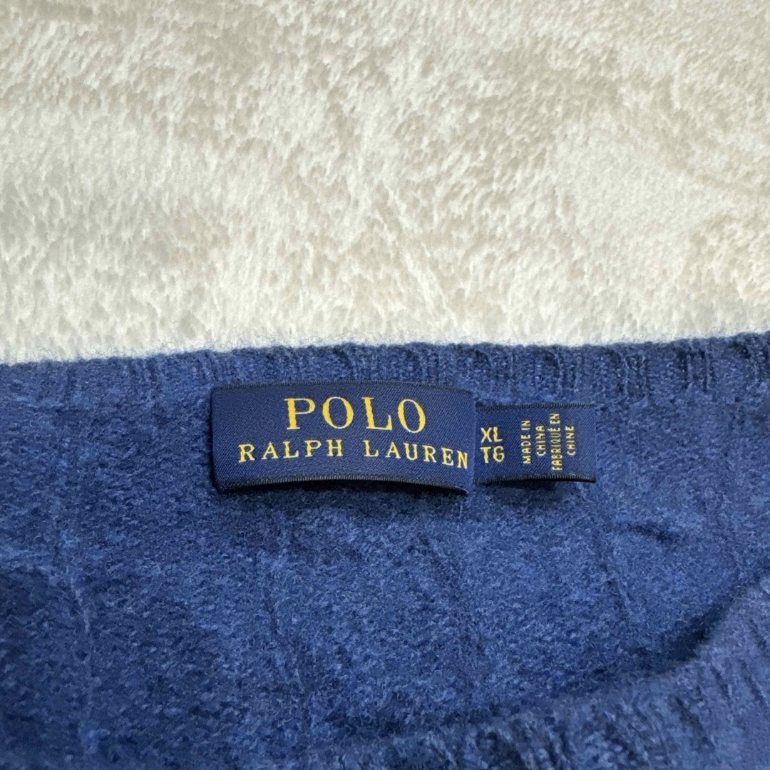 POLO RALPH LAUREN(ポロラルフローレン)の【現行】ポロラルフローレン　カシミヤ混　ケーブルニット　セーター 　XL　ブルー レディースのトップス(ニット/セーター)の商品写真