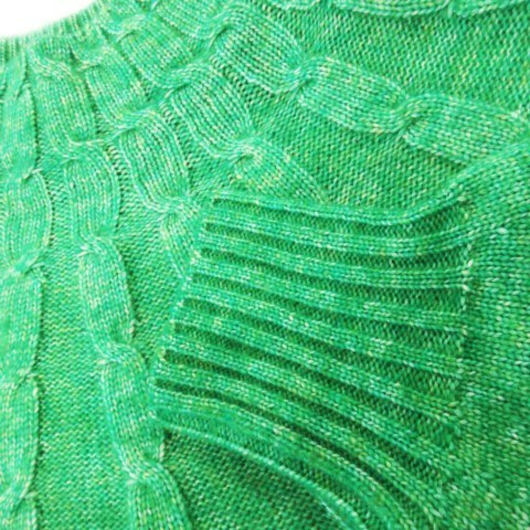 coen(コーエン)のコーエン ワンピース ニット 長袖 丸ヨーク ケーブル編み 裾スリット M 緑 レディースのワンピース(ロングワンピース/マキシワンピース)の商品写真