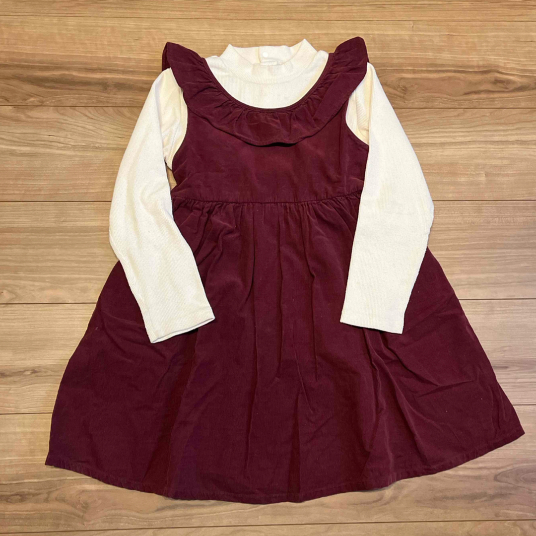 petit main(プティマイン)のpetit main コーデュロイ　ドッキングワンピース キッズ/ベビー/マタニティのキッズ服女の子用(90cm~)(ワンピース)の商品写真