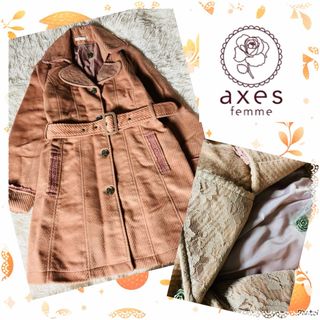 アクシーズファム(axes femme)のアクシーズファム★新品★ベルト付き★薔薇ボタン★起毛★レーシーコート(ロングコート)