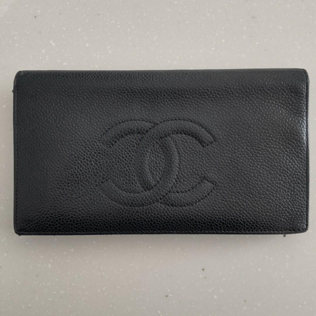 ここあ様専用 CHANELシャネルキャビアスキン二つ折り長財布 ブラック ここあ様専用 CHANELシャネルキャビアスキン二つ折り長財布 ブラック