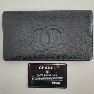 シャネル(CHANEL)のここあ様専用 CHANELシャネルキャビアスキン二つ折り長財布 ブラック(財布)