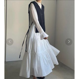 アメリヴィンテージ(Ameri VINTAGE)のAMERI アメリ COLLAR KNIT VEST WITH DRESS(ロングワンピース/マキシワンピース)