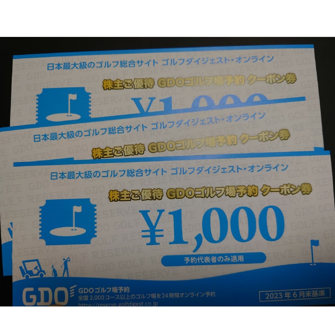 GDO 株主優待 ゴルフ場予約 クーポン 3000円分 チケットの施設利用券(ゴルフ場)の商品写真