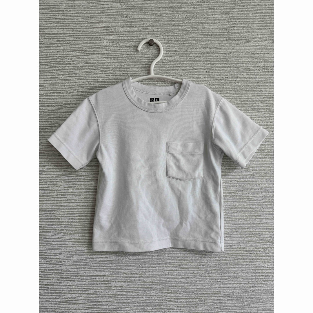 UNIQLO(ユニクロ)のユニクロ　UNIQLO キッズ　シンプル　無地　白Tシャツ　100 キッズ/ベビー/マタニティのキッズ服男の子用(90cm~)(Tシャツ/カットソー)の商品写真