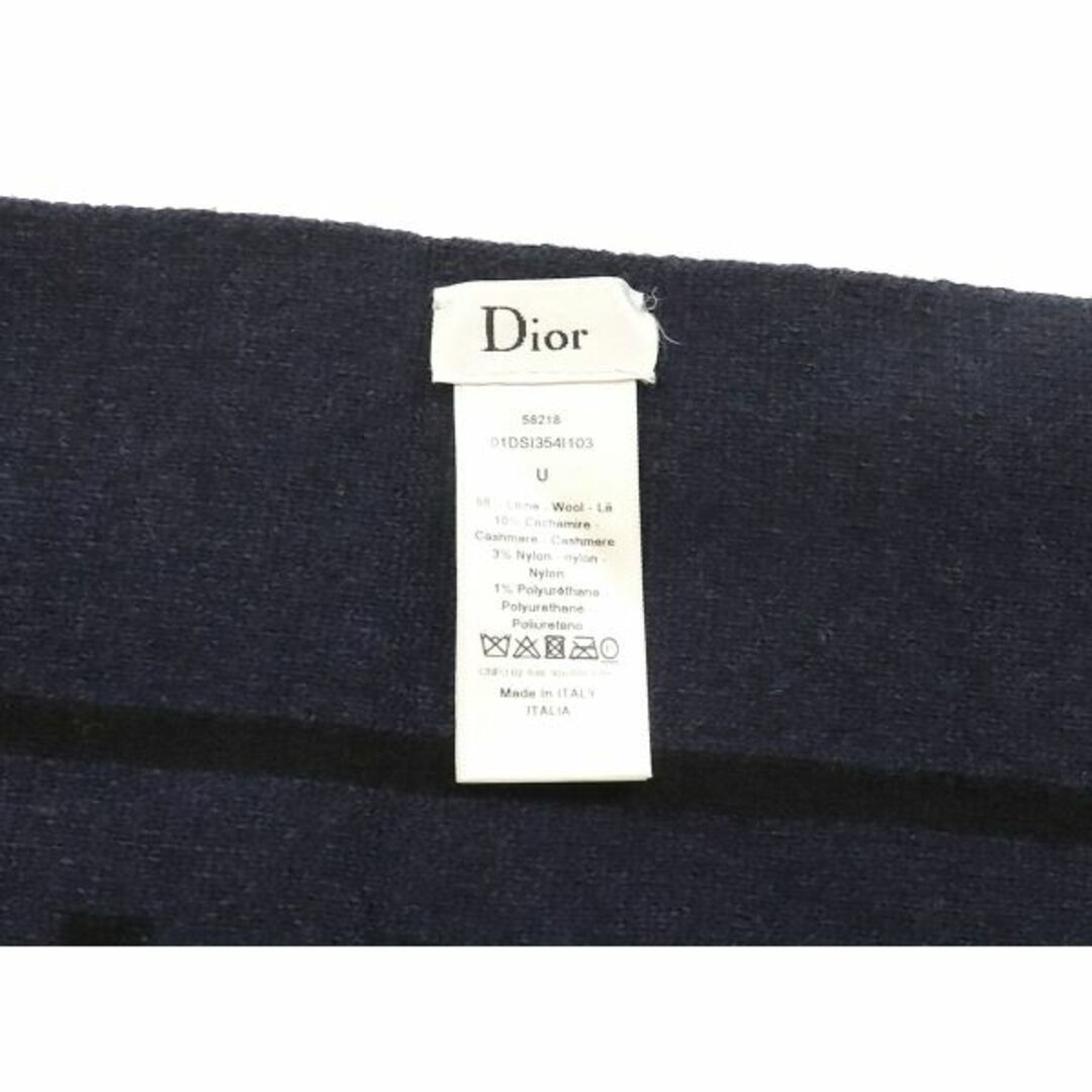 Christian Dior(クリスチャンディオール)の未使用 展示品 クリスチャン ディオール Christian Dior ロゴ ストール マフラー ウール86% カシミヤ10% ネイビー ブラック VLP 90216259 メンズのファッション小物(マフラー)の商品写真