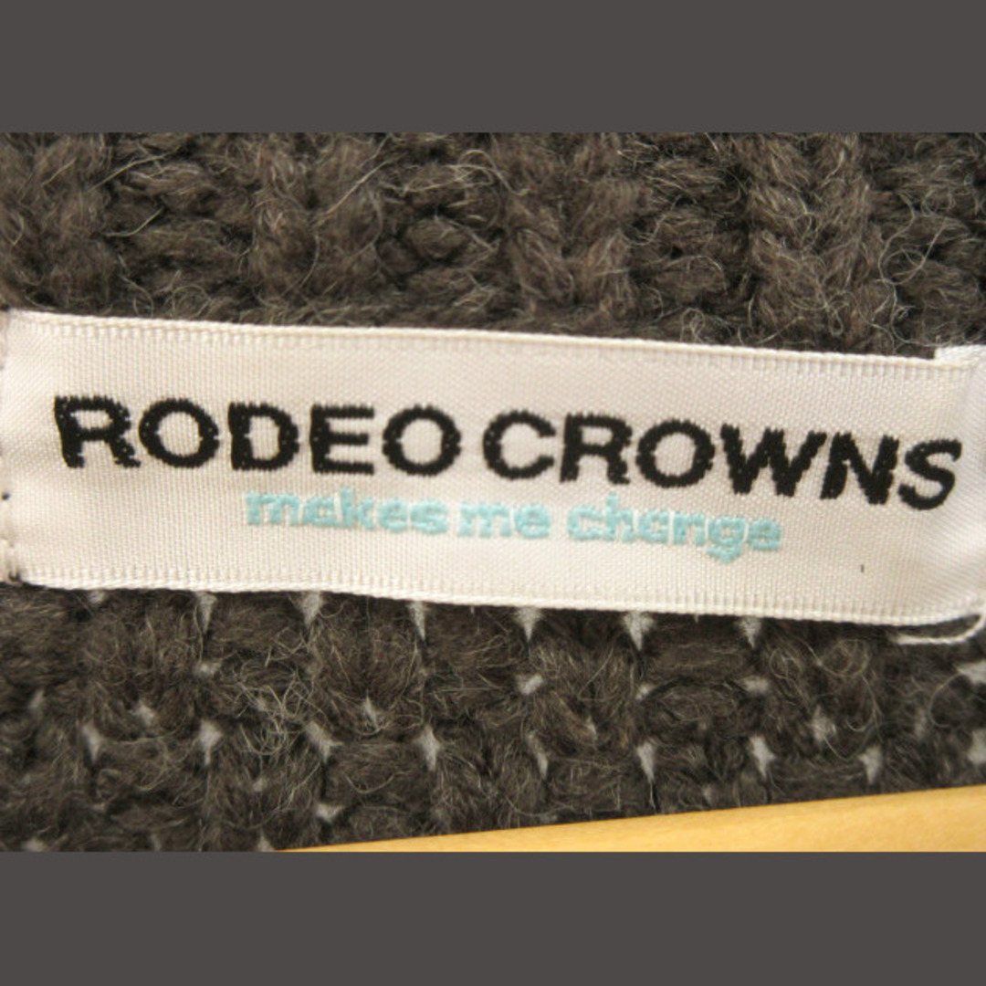 RODEO CROWNS(ロデオクラウンズ)のロデオクラウンズ フリンジケーブルニットワンピース 膝丈 ブラウン 茶色 レディースのワンピース(ひざ丈ワンピース)の商品写真