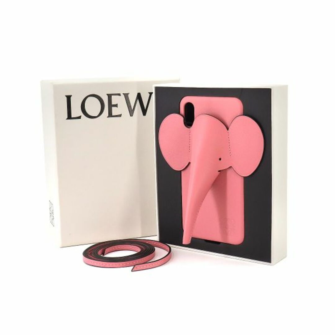 未使用 展示品 ロエベ LOEWE エレファント iPhone XS MAX スマホ ケース ショルダー レザー ピンク 103.30AB06 VLP 90217923