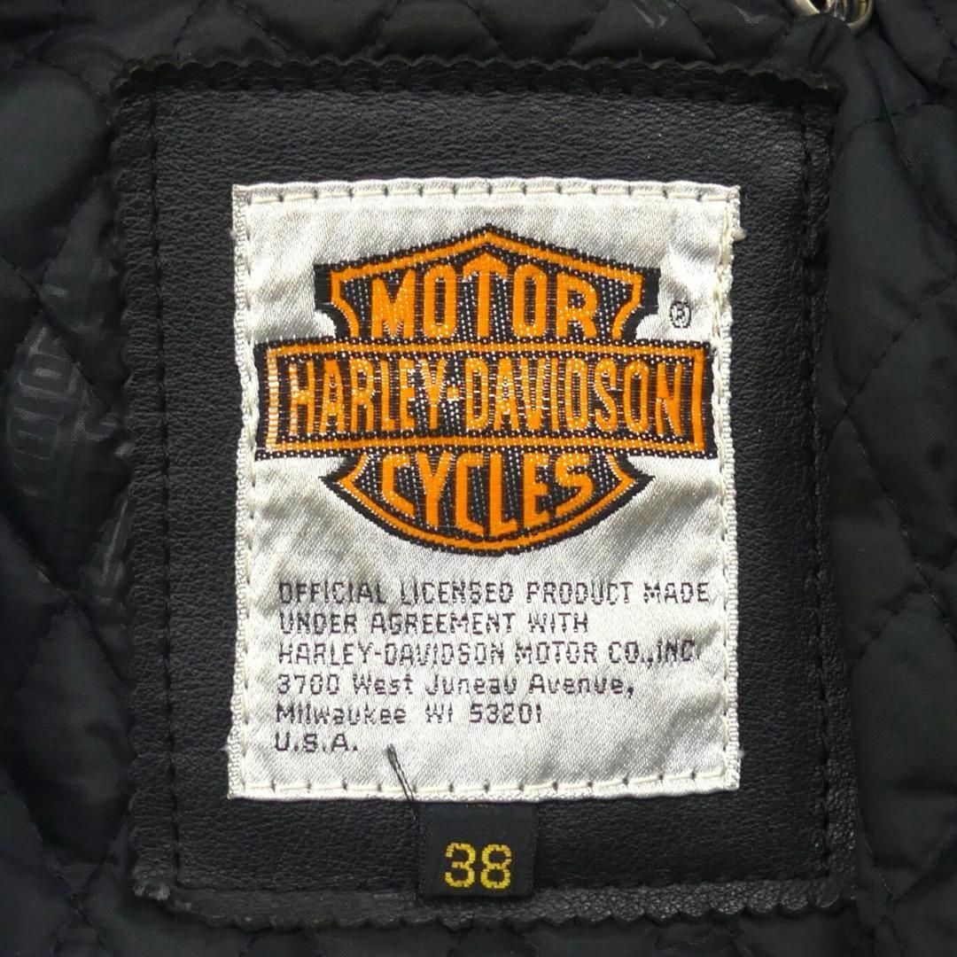 Harley Davidson(ハーレーダビッドソン)のハーレーダビッドソン ライダースジャケット 立体 本革 ダブル 黒 JJ751 メンズのジャケット/アウター(ライダースジャケット)の商品写真