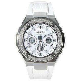 ジーショック(G-SHOCK)のG-SHOCK GST w310 ホワイト 2連CZダイヤ（キュービックジルコニア）Gスチール 白 カスタムベゼル 18K WHITEGOLD(腕時計(アナログ))