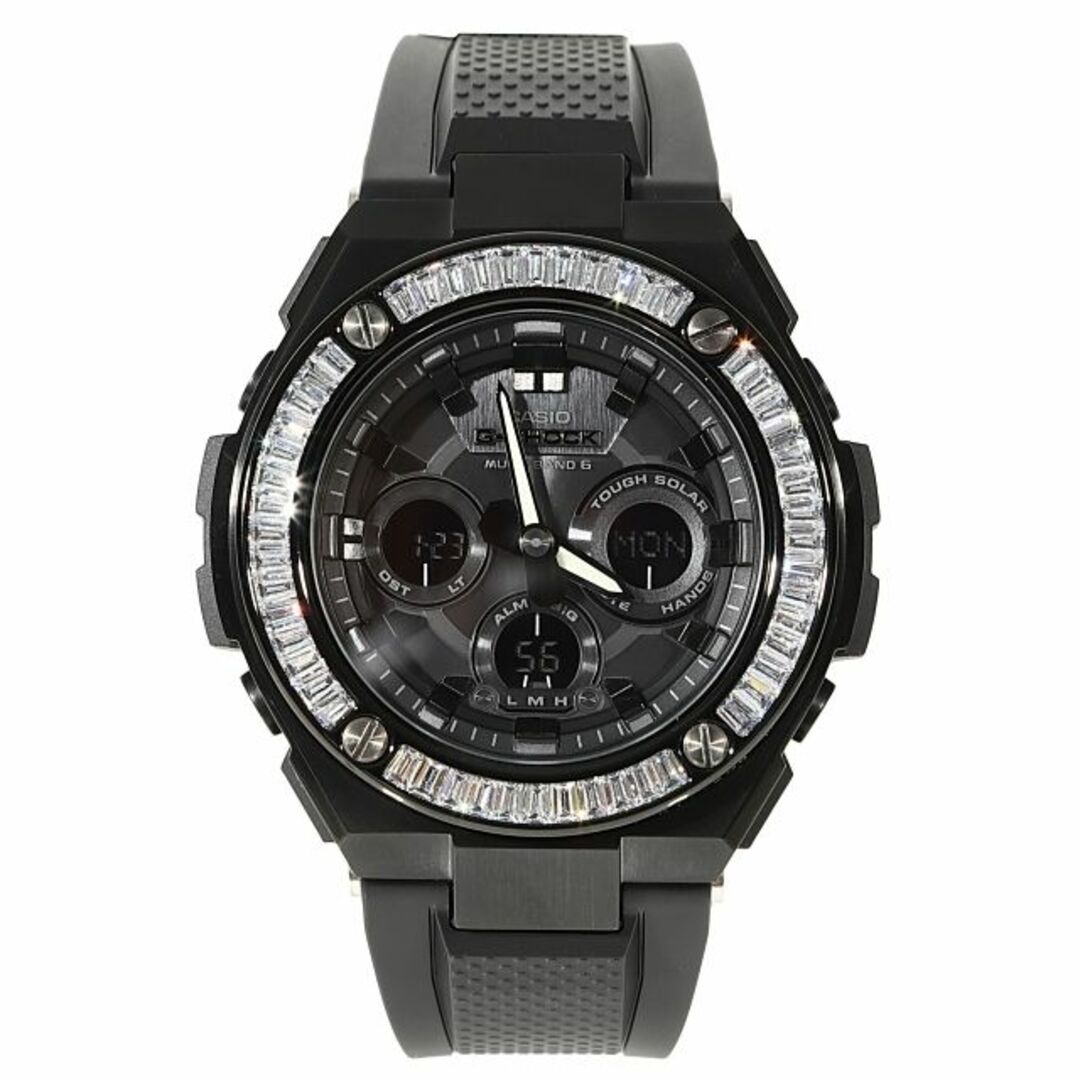 G-SHOCK G-Steel GST w300 バゲットカットCZダイヤ（キュービックジルコニア）カスタムベゼル Gスチール50mmベゼル素材