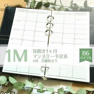 【バイブル緑】マンスリー予定表2024-2025システム手帳リフィル(カレンダー/スケジュール)