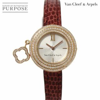 ヴァンクリーフアンドアーペル(Van Cleef & Arpels)のヴァンクリーフ&アーペル Van Cleef&Arpels チャーム ミニ ウォッチ VCARO29700 ダイヤベゼル K18PG クォーツ alhambra VLP 90216455(腕時計)