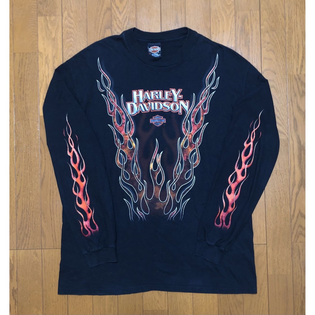 メンズXL Harley-Davidson フレイム 炎 ファイヤー ロンＴ Tシャツ