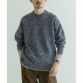 【NAVY】【M】MILLEFILIミックスロールネックニット