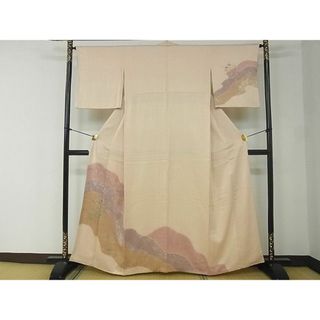 平和屋2■訪問着　絞り　道長草花文　銀彩　逸品　rt2985(着物)