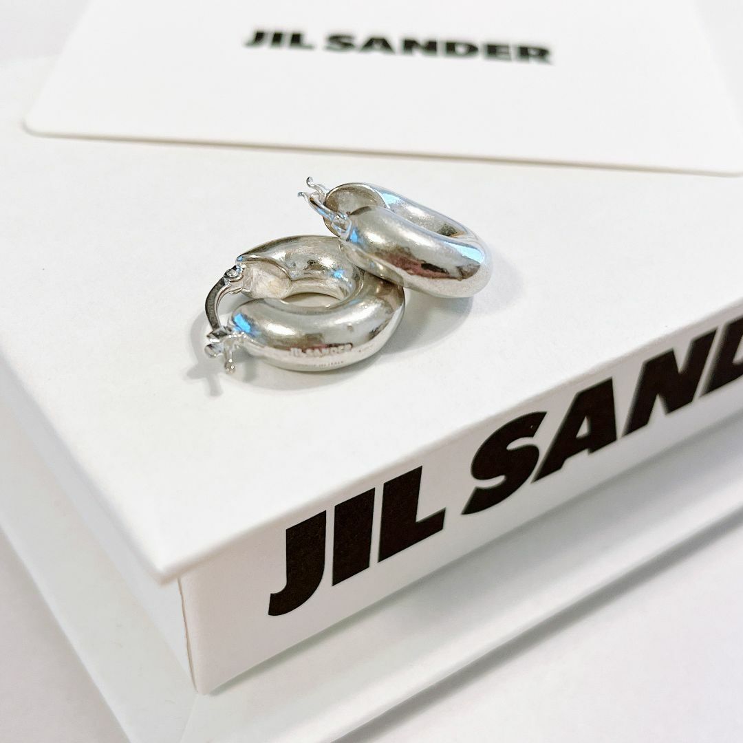 18cm幅JIL SANDER ハンドメイド シルバー フープピアス