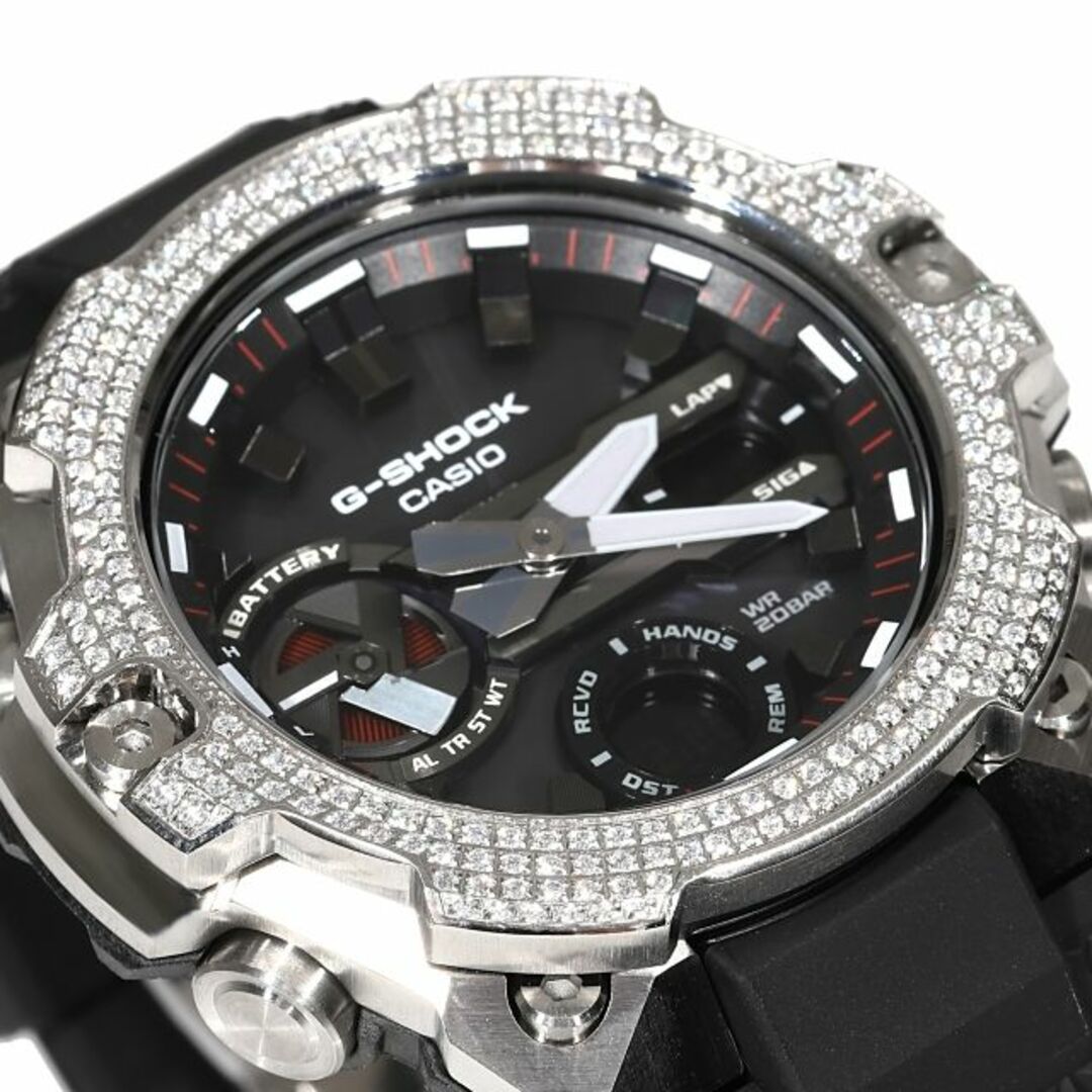 G-SHOCK(ジーショック)のG-SHOCK GST B400 ラバーバンド シルバー CZダイヤ（キュービックジルコニア）カスタムベゼル メンズの時計(腕時計(アナログ))の商品写真