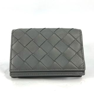 ボッテガヴェネタ(Bottega Veneta)のボッテガヴェネタ BOTTEGA VENETA イントレチャート 605720 二つ折り パスケース 名刺入れ カードケース レザー グレー 新品同様(名刺入れ/定期入れ)