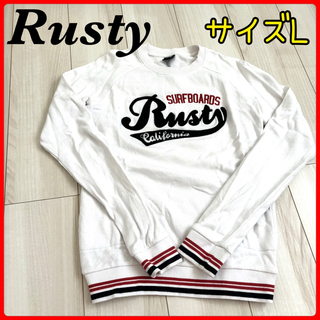 ラスティ(RUSTY)のRusty ラスティ　レディース　ウィメンズ　トップス　長袖　刺繍ロゴ　白　L(Tシャツ(長袖/七分))