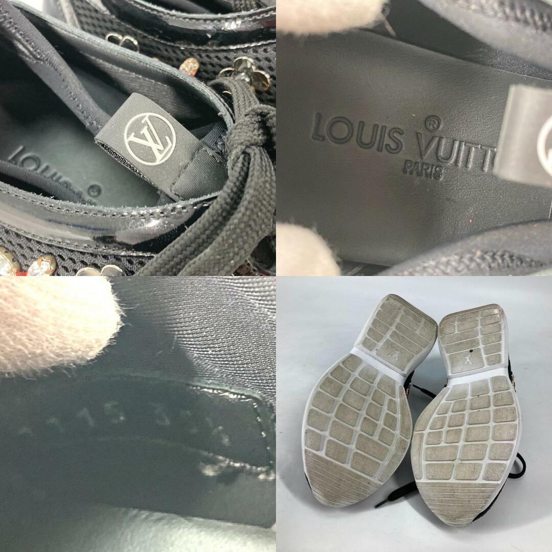 LOUIS VUITTON(ルイヴィトン)のルイヴィトン LOUIS VUITTON ビジュー フラワー スパンコール ビーズ メッシュ 靴 シューズ スニーカー エナメル ブラック レディースの靴/シューズ(スニーカー)の商品写真
