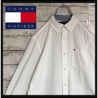 トミーヒルフィガー(TOMMY HILFIGER)の【立体シワ加工】トミーヒルフィガー シンプルデザインシャツ 白スリムE991R(シャツ)
