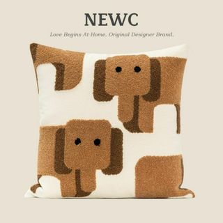 ザラホーム(ZARA HOME)のNEWC 立体 ゾウ柄 アート クッションカバー ブラウン(クッションカバー)