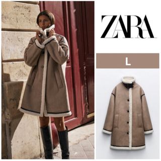 レディースZARA　ダブルサイドコート　ノーカラーコート　未使用