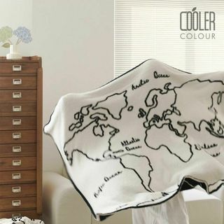 Coolercolour マップ モノトーン ブランケット 地図柄 毛布(毛布)