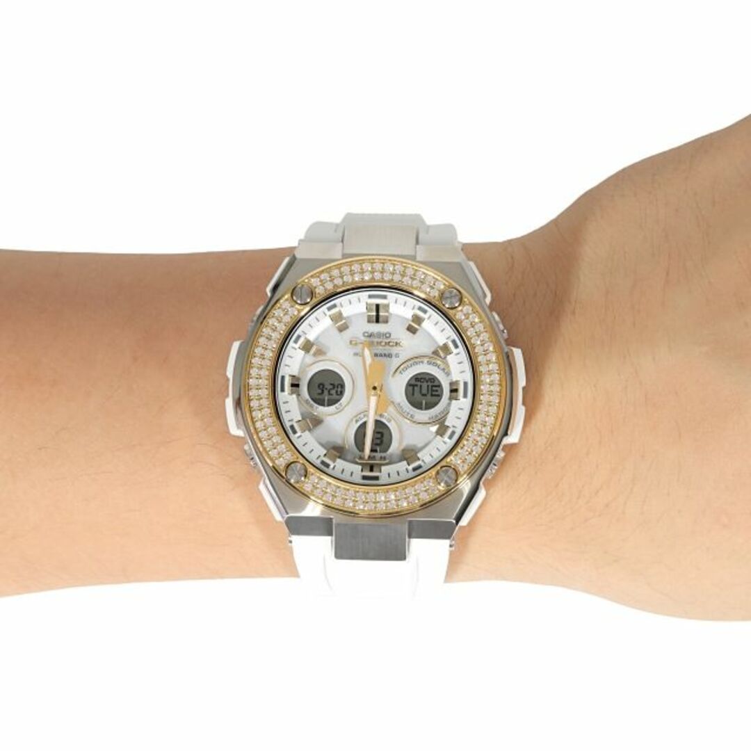 G-SHOCK(ジーショック)のG-SHOCK GST w300 Gスチール ホワイト 白 2連CZダイヤ メンズの時計(腕時計(アナログ))の商品写真