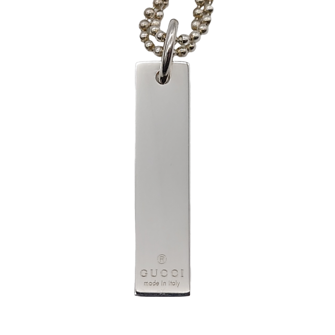 【決算セール 衝撃プライス 31日迄 当店通常価格19，800円】 GUCCI グッチ ボール Wチェーン ネックレス アクセサリー バー プレート ロゴデザイン シルバー925 スターリングシルバー メンズ レディース 【 Bランク】☆送料無料☆