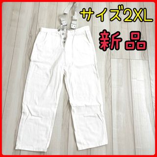 新品　サロペット　白パン　ジーンズ　レディース　ボトムス　カーゴパンツ　2XL(ワークパンツ/カーゴパンツ)