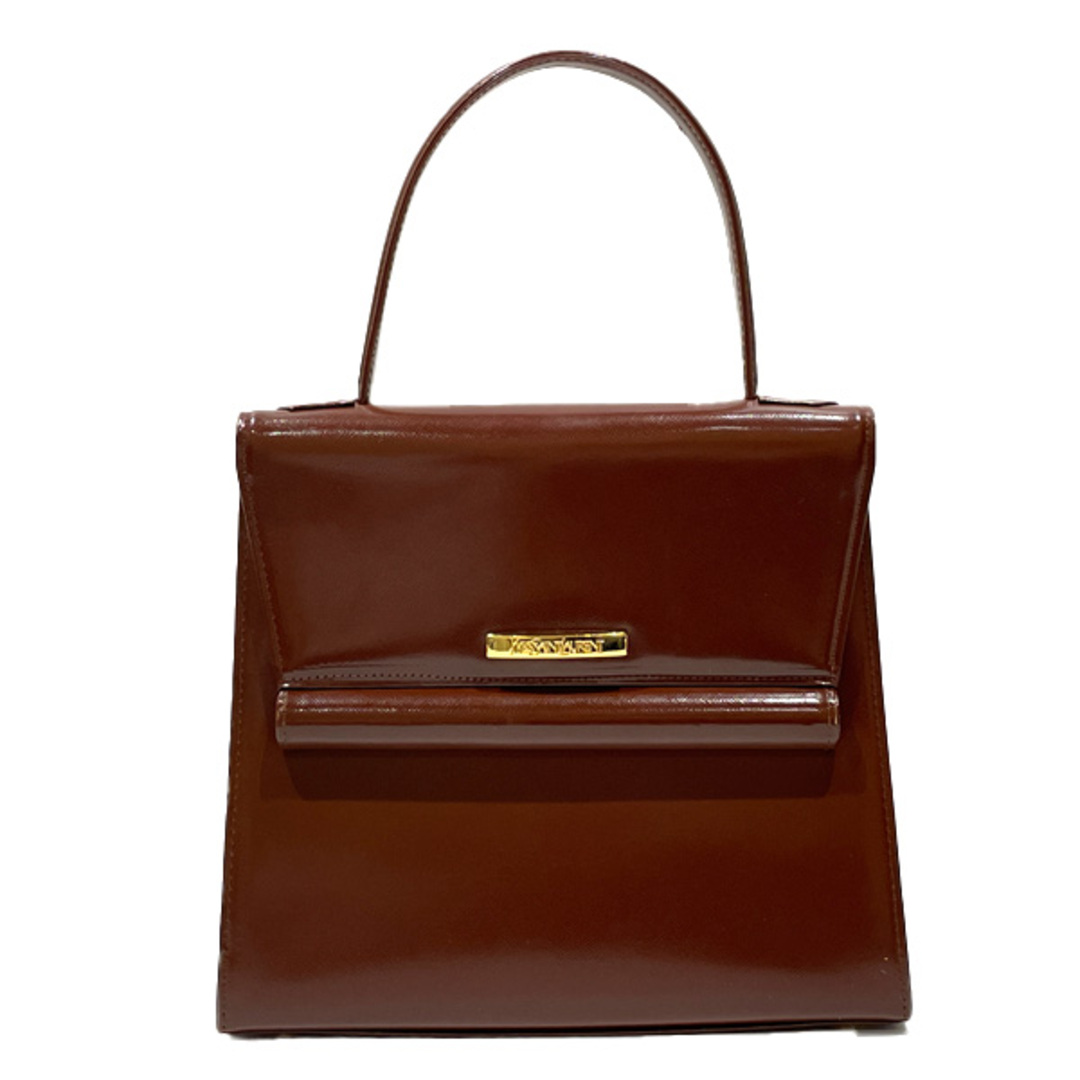SAINT LAURENT - YVES SAINT LAURENT ロゴ プレート トップハンドル ヴィンテージ ハンドバッグ レザー