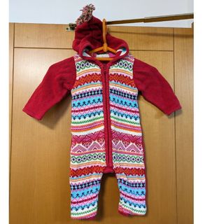 ベビーギャップ(babyGAP)の最終値下げBabyGAPフード付きニットロンパース70cm(ロンパース)