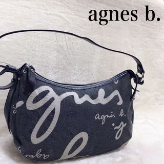 アニエスベー(agnes b.)の美品 アニエスベー モノグラム デニム調 キャンバス ショルダーバッグ ハンド(ショルダーバッグ)