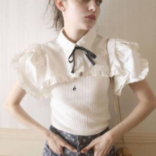 エピヌ(épine)の【値下げ不可】epine cropped frill ribbon(シャツ/ブラウス(半袖/袖なし))