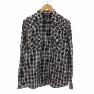 ディーゼル(DIESEL)のDIESEL シャツ チェック コットン 長袖 M L 紺 ネイビー 白 黒(シャツ)