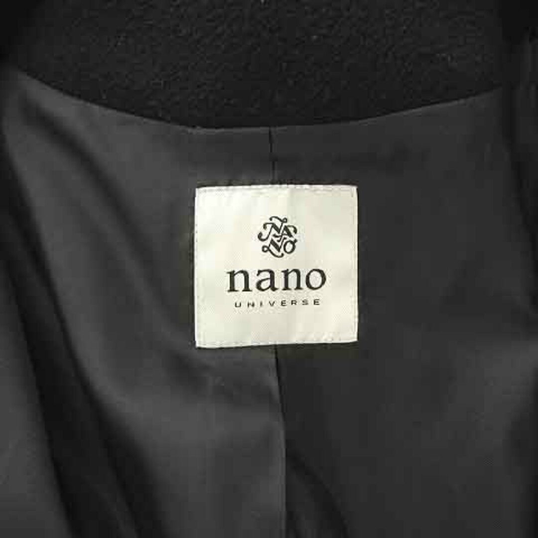 nano・universe(ナノユニバース)のナノユニバース ファブリックVネックノーカラーコート ロング 36 S 黒 レディースのジャケット/アウター(その他)の商品写真