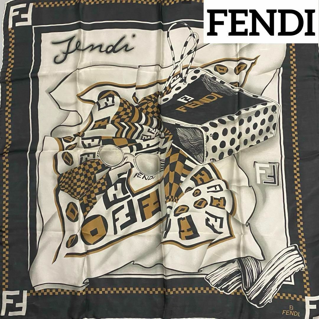 ★FENDI★ スカーフ シフォン ズッカ サングラス バッグ シルク ブラック | フリマアプリ ラクマ