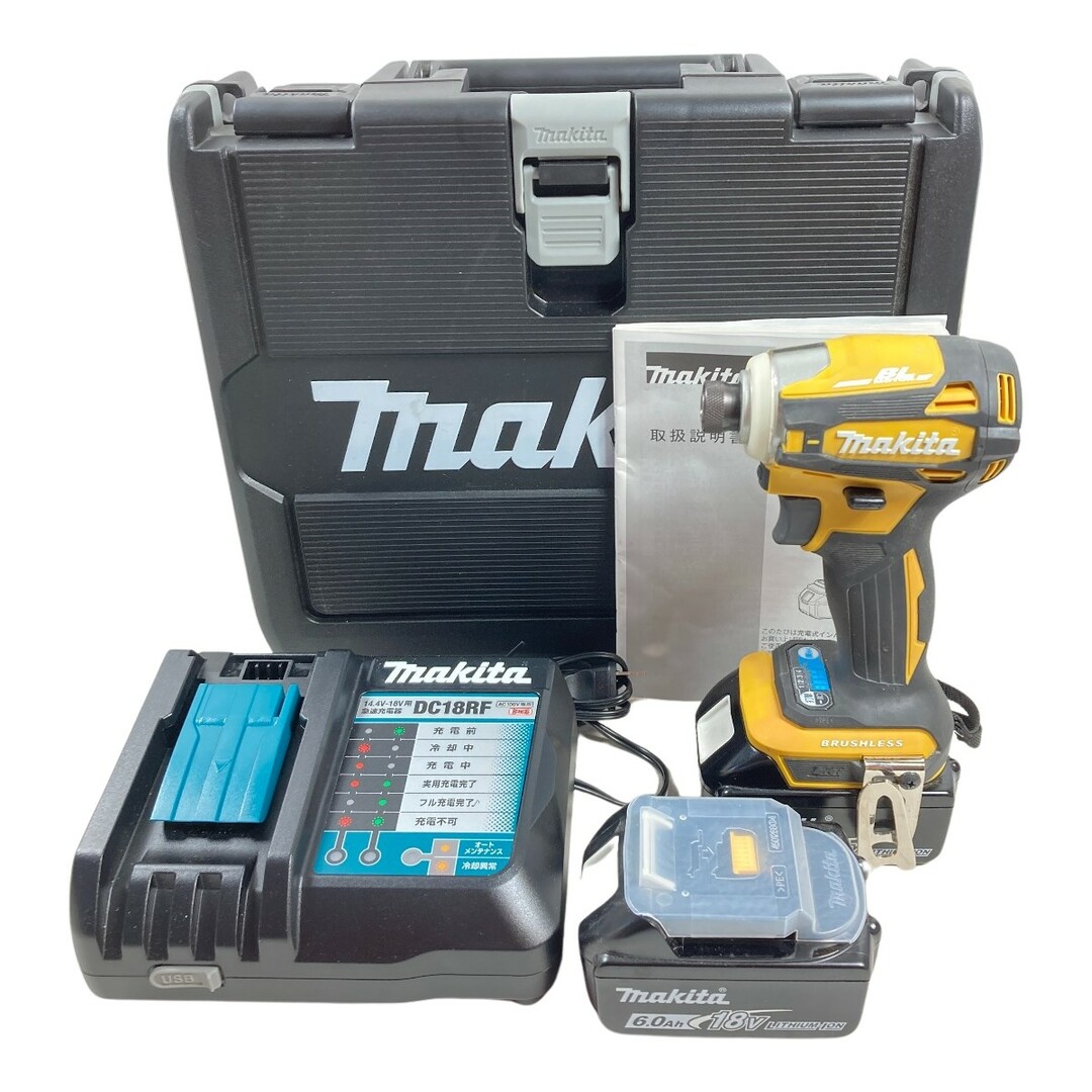 ＊＊MAKITA マキタ 18V  充電式インパクトドライバ (バッテリ2個・充電器・ケース付） TD172DGXFY イエロー0％過負荷