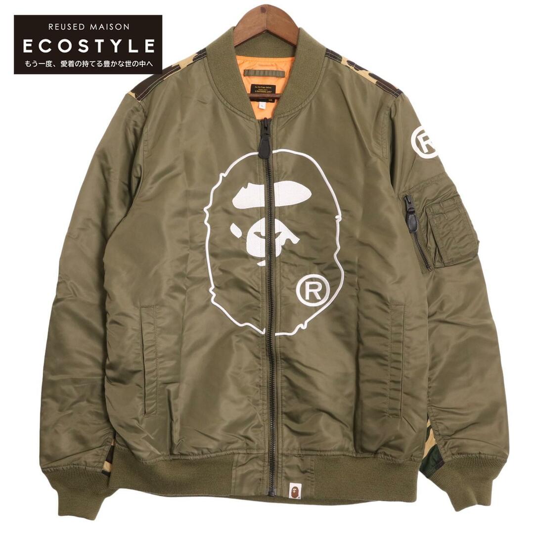 A BATHING APE(アベイシングエイプ)のアベイシングエイプ 001LJE201017X バックワッペン カモフラ MA-1 L メンズのジャケット/アウター(フライトジャケット)の商品写真