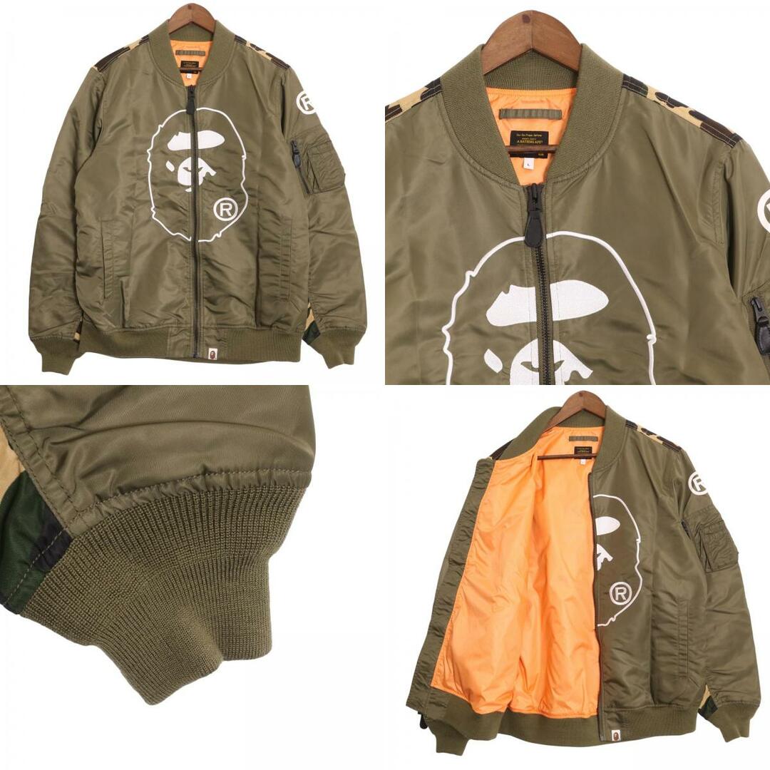 A BATHING APE(アベイシングエイプ)のアベイシングエイプ 001LJE201017X バックワッペン カモフラ MA-1 L メンズのジャケット/アウター(フライトジャケット)の商品写真