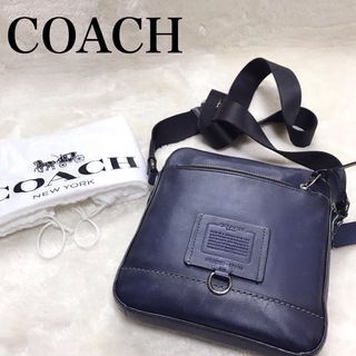 コーチCOACHコーチ アクセサリーポーチ ミニハンドバッグ レザー メタルロゴプレート ブルー