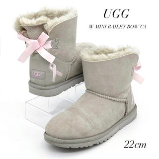 アグオーストラリア(UGG AUSTRALIA)の✨極美品✨限定品✨ アグ ムートンブーツ 22cm ライトグレー ピンクリボン(ブーツ)