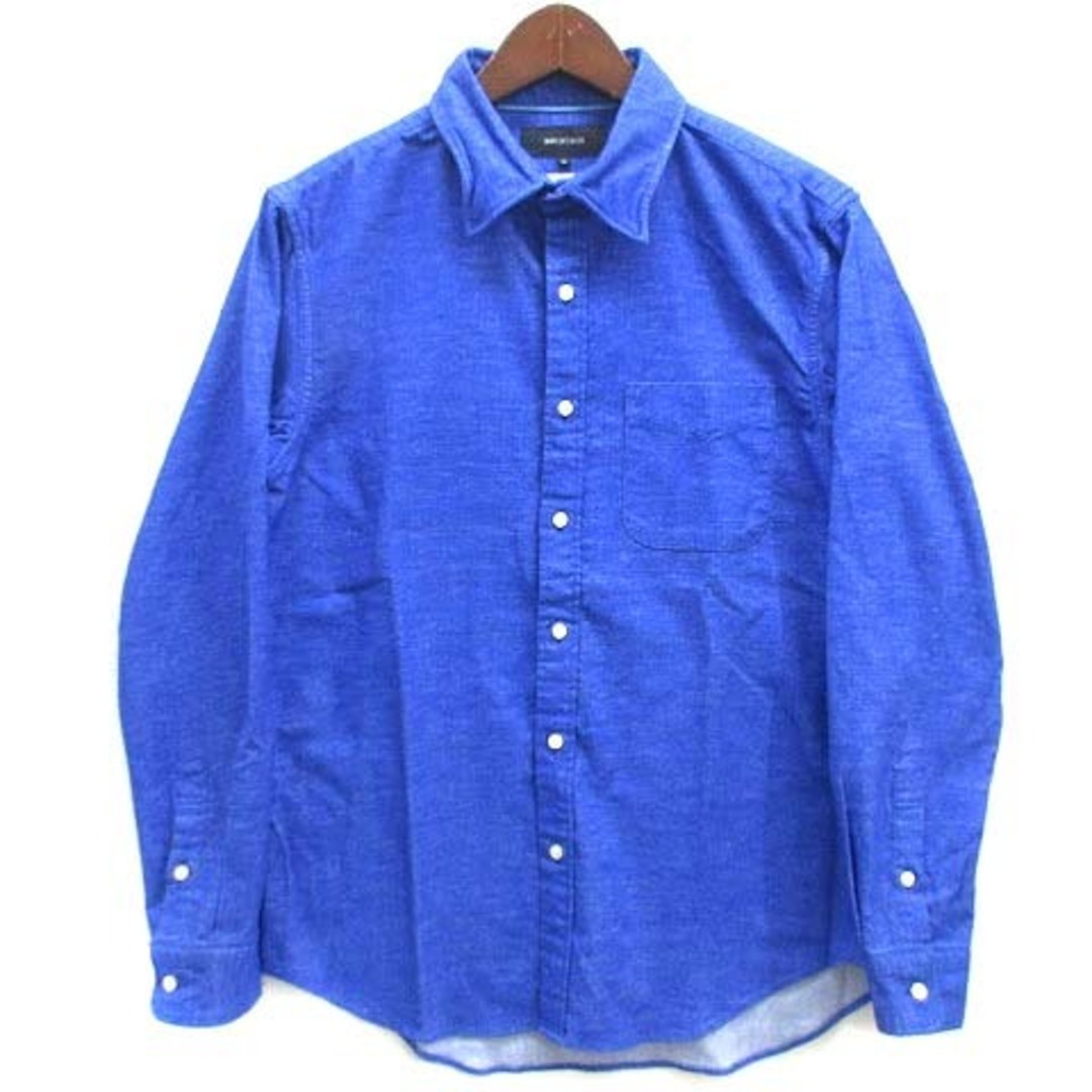 SHIPS JET BLUE(シップスジェットブルー)のシップスジェットブルー ワイヤー衿 フランネル シャツ コットン 長袖 青 M メンズのトップス(シャツ)の商品写真