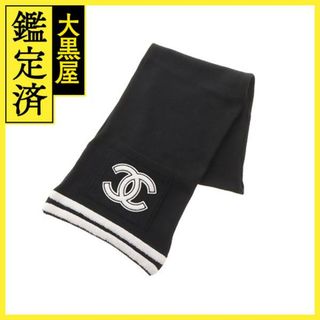 シャネル(CHANEL)のシャネルココマークマフラー ブラック/ホワイト カシミヤ100％　【472】KS(マフラー/ショール)