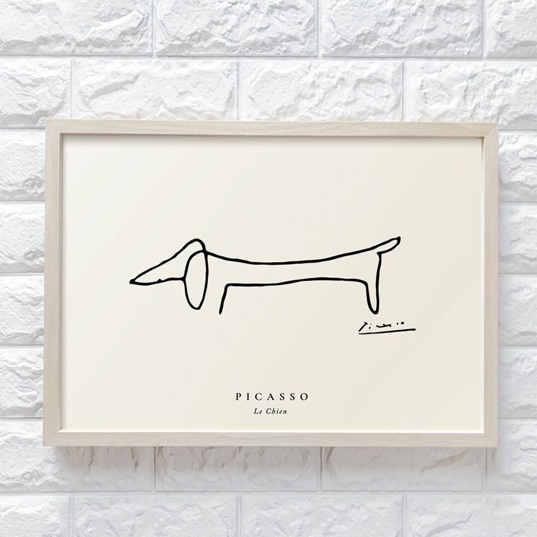 【SALE】【0070N】A4サイズアートポスター ピカソスケッチ 犬　横 インテリア/住まい/日用品のインテリア小物(その他)の商品写真