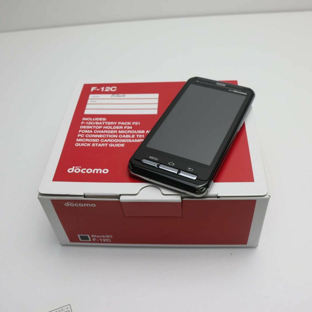 富士通(フジツウ)の新品 F-12C ブラック 白ロムM333 スマホ/家電/カメラのスマートフォン/携帯電話(スマートフォン本体)の商品写真