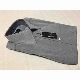 M574新品LANVIN 長袖ワイシャツ 39-80グレー￥16500日本製